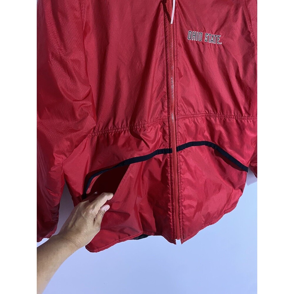 Nike Ohio State Buckeyes Jacket M Red Hooded Pullover‎ Windbreaker Quilted Lined - Picture 11 of 16